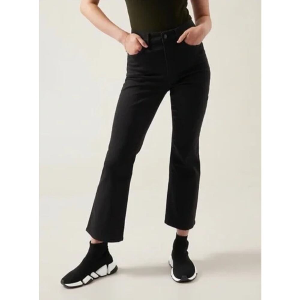 Athleta Flex Kick Flare Jeans Womens 0P Black Crop Performance‎ Denim Athleisure